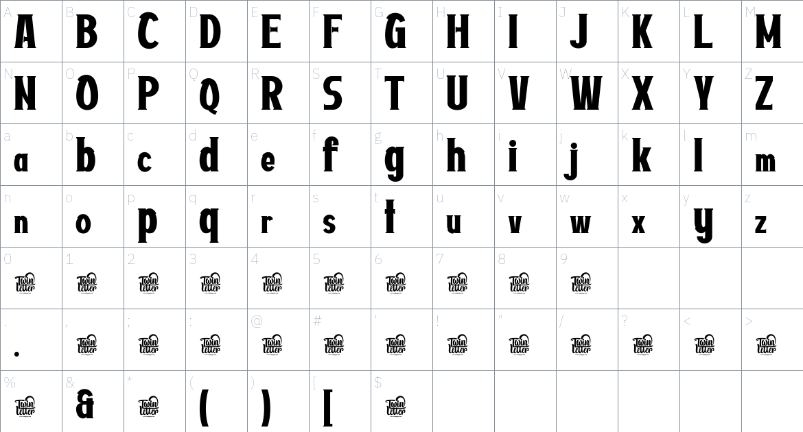 Ateknov font Character Map