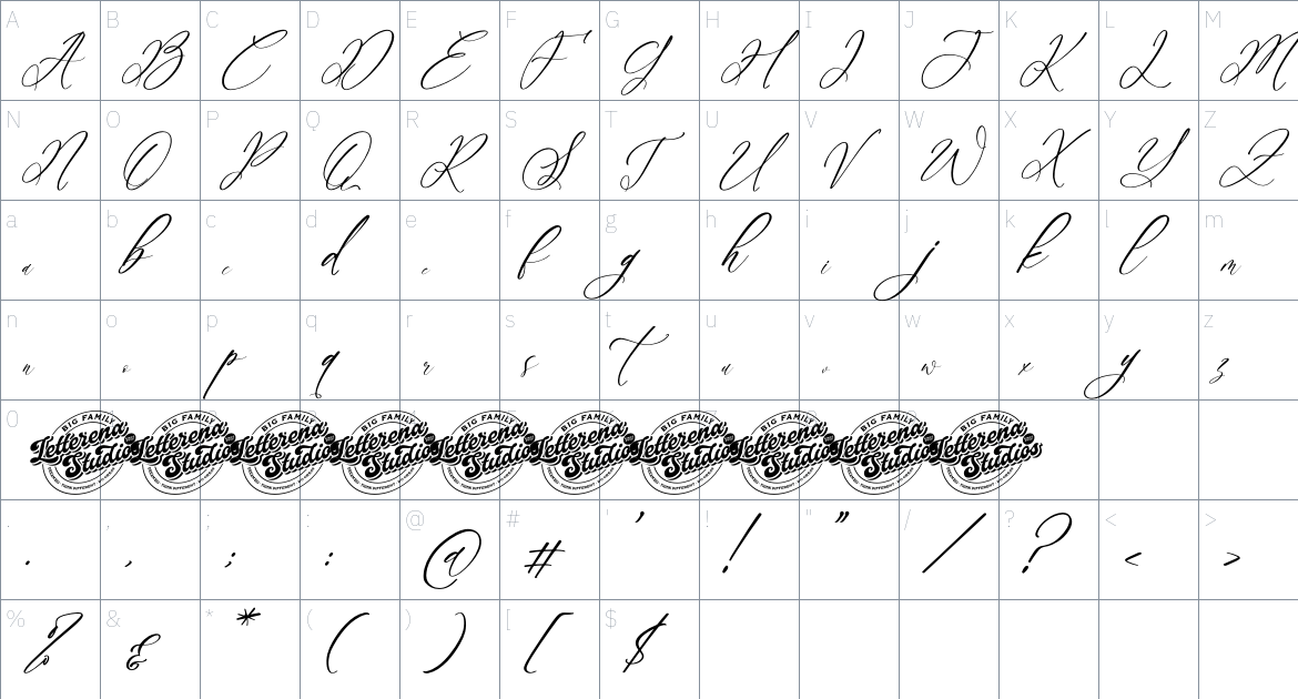 Boutiquen Serahpine font Character Map