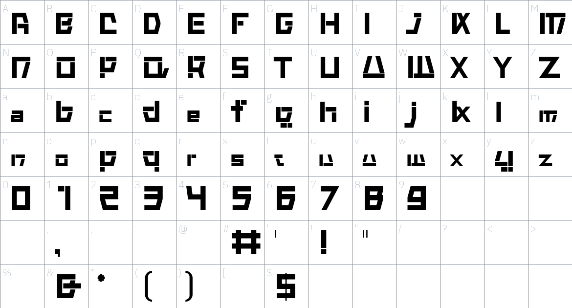 FF Ghost font Character Map