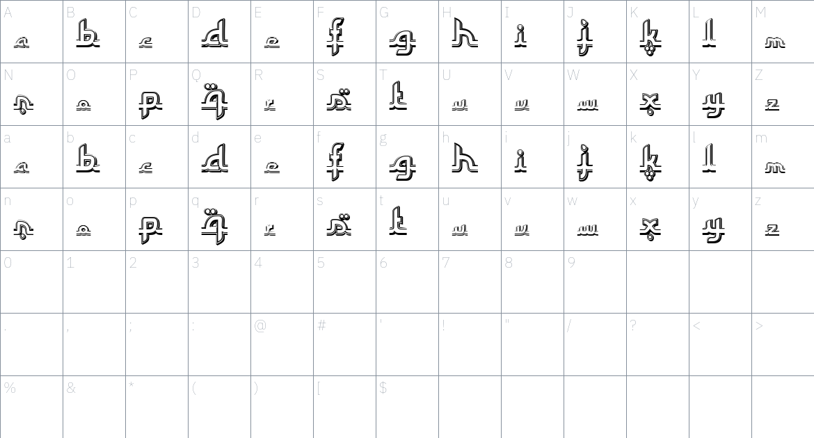 Alibaba font Character Map