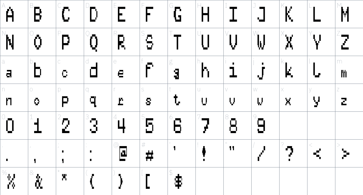 VPCH_2 Font font Character Map