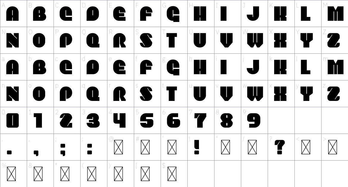 Polesitter font Character Map