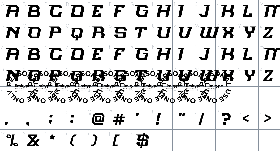 Neosonic font Character Map