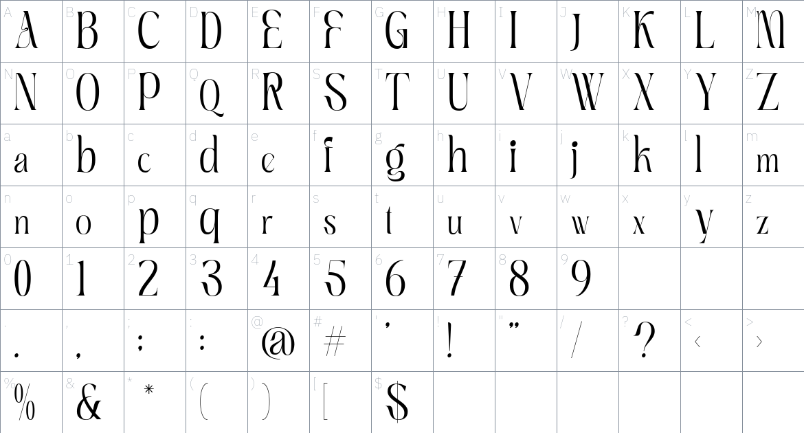 Mexa Font font Character Map