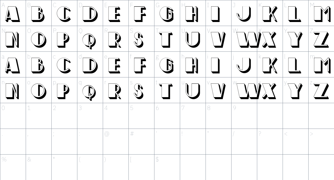 Scar Race font Character Map