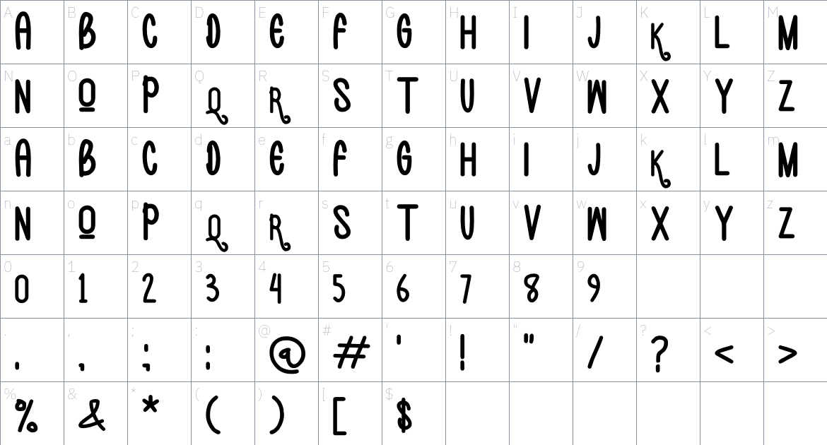 Orcicuas font Character Map