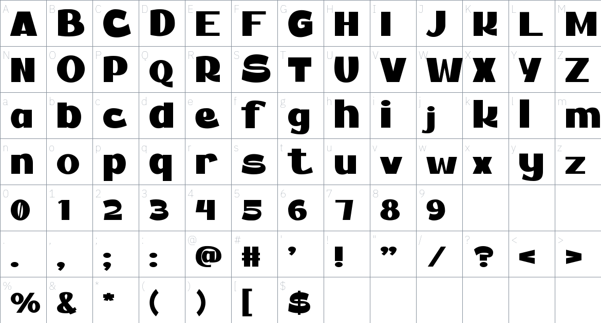 Balder Font font Character Map