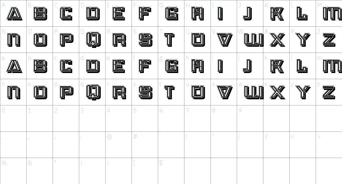 Organ font Character Map