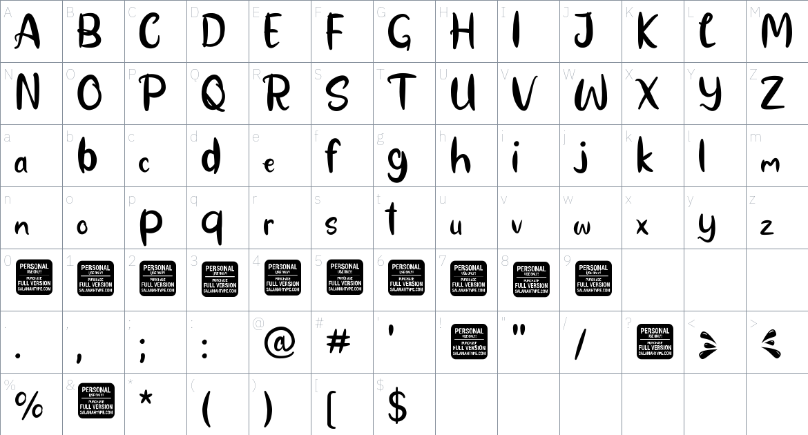 Playfresh font Character Map