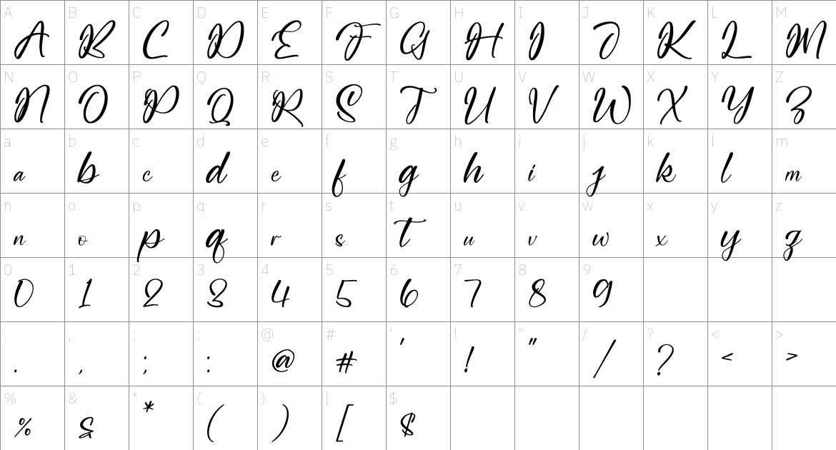 Bestimays font Character Map