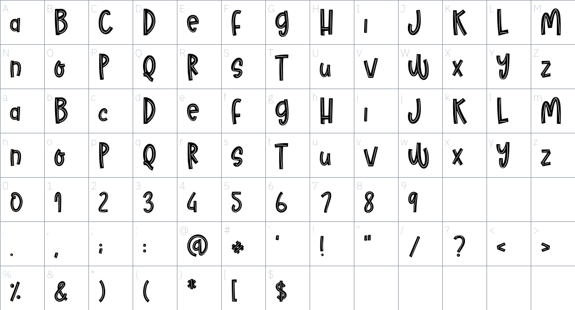 Todays Dream font Character Map