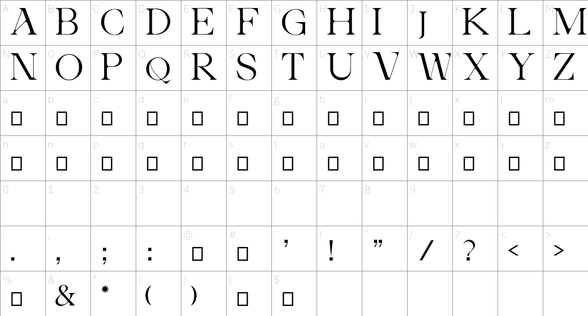 Ade Display Font font Character Map