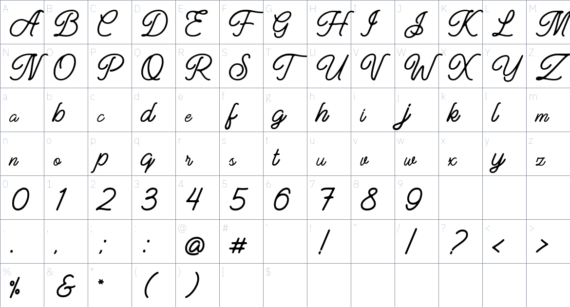 Manteman font Character Map