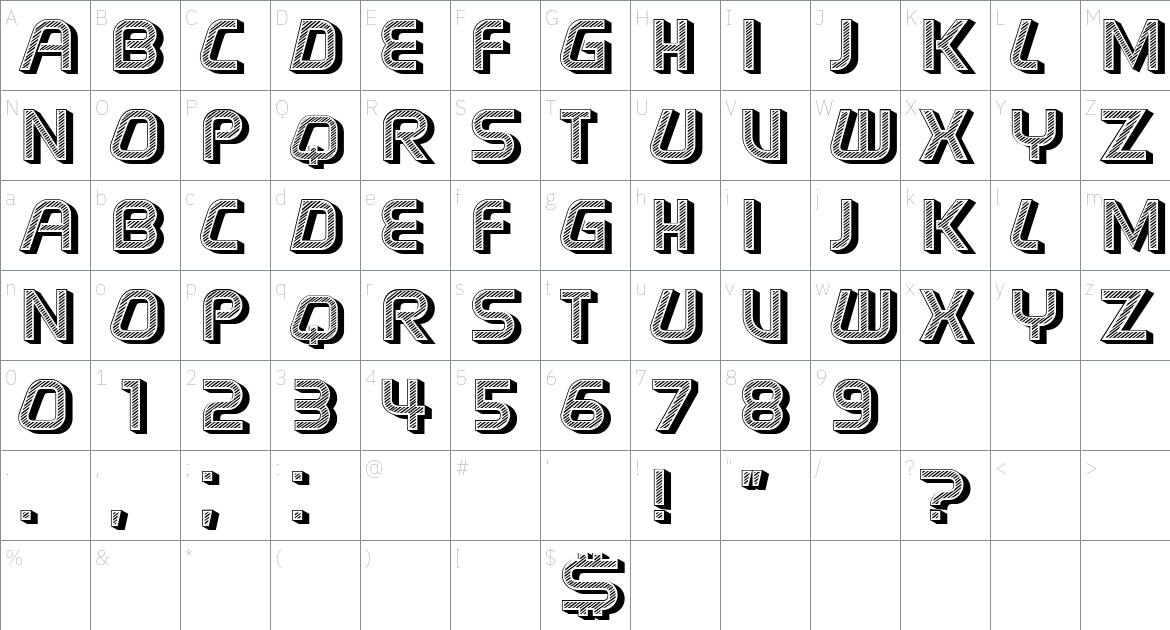 Streich font Character Map