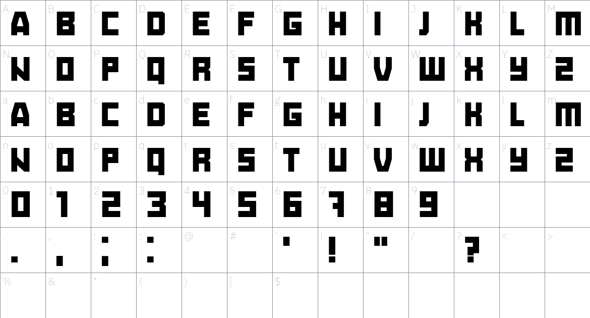 Goldeneye font Character Map