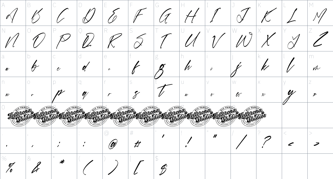 Starlighers font Character Map