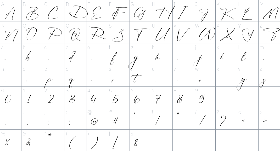 Marlosta Hanista font Character Map