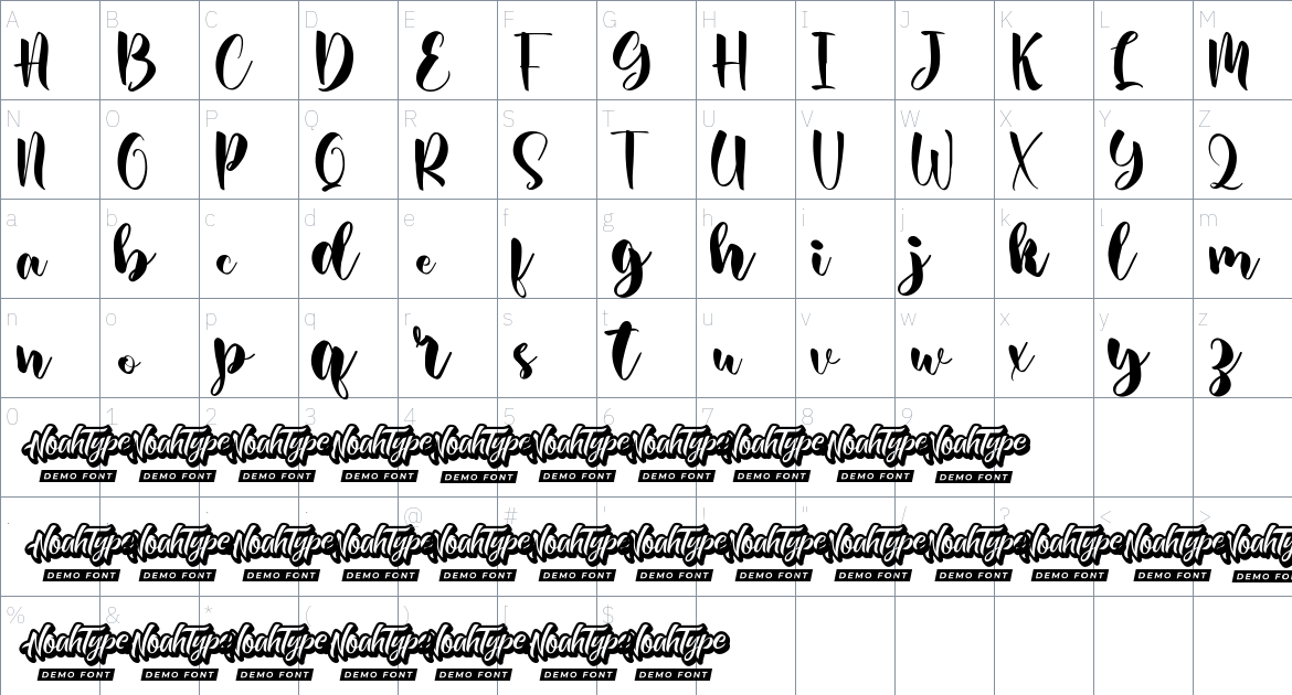 Baby Brushes font Character Map