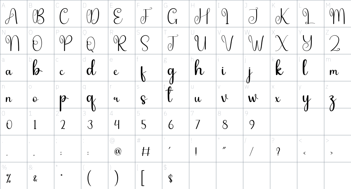 Authentic Christmas font Character Map