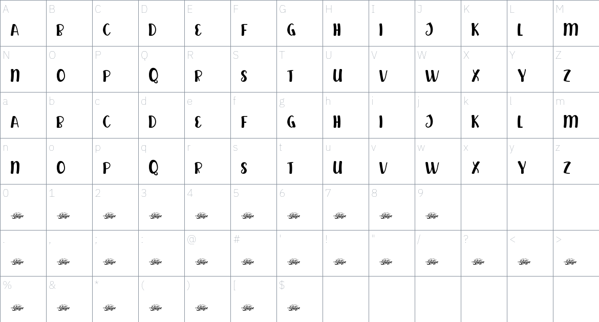 Apple Pumpkin font Character Map