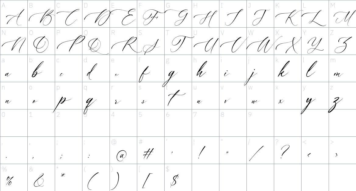 Adoretta Font font Character Map