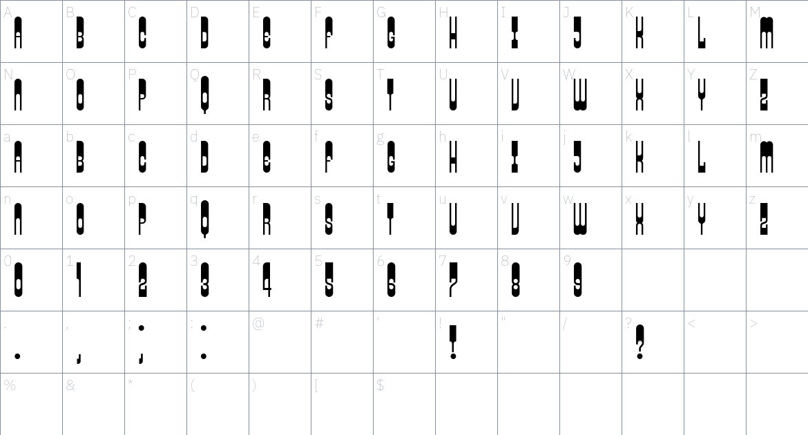 Retrosonic font Character Map