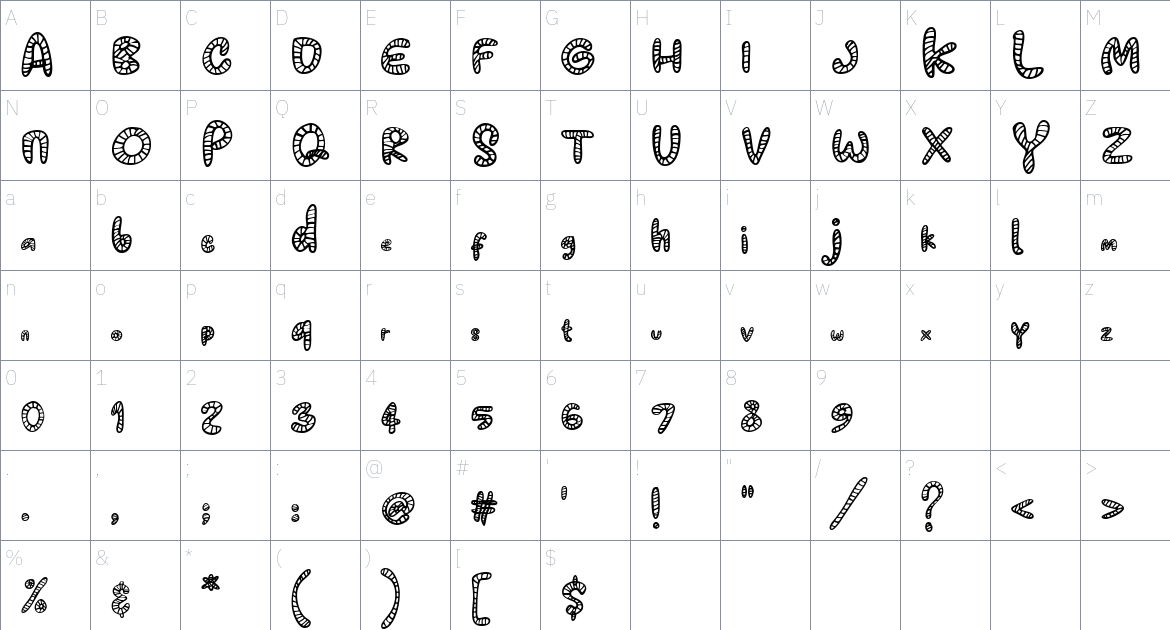 Jala font Character Map