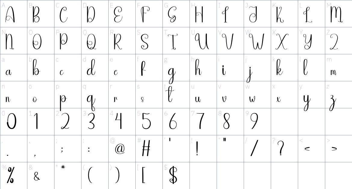 Saturday Sunday font Character Map