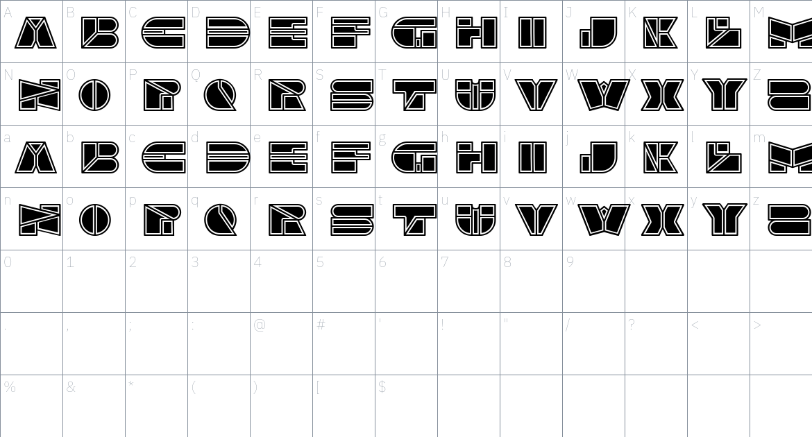 Septum Book font Character Map