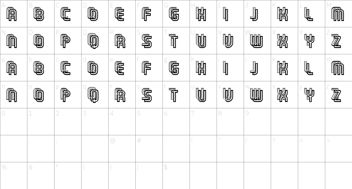 Decorista font Character Map