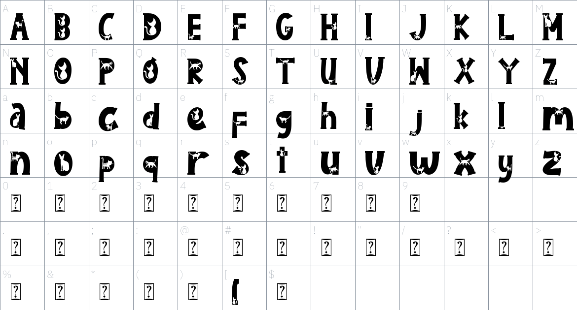 Pimpaw Cat font Character Map