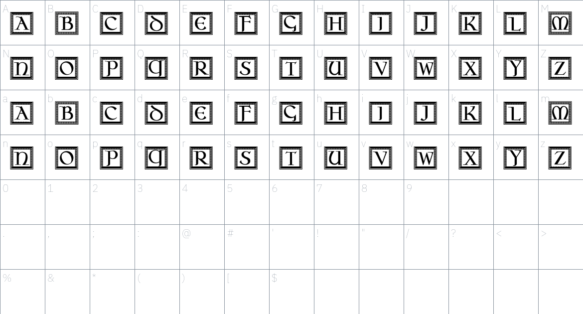 Oseberg Capitals font Character Map