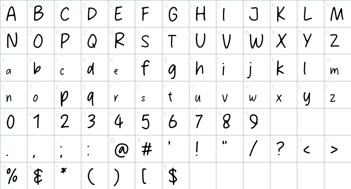 Mikey Stylish font Character Map