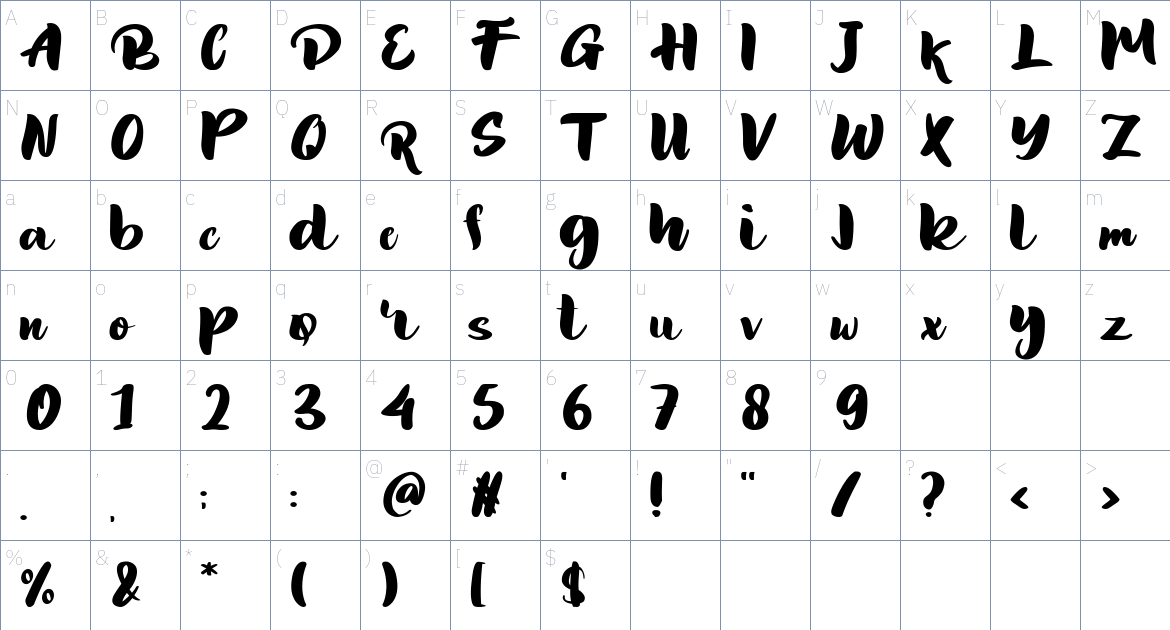 Huge Rolute font Character Map