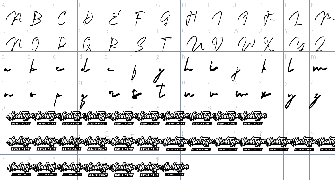 Hard Journey font Character Map