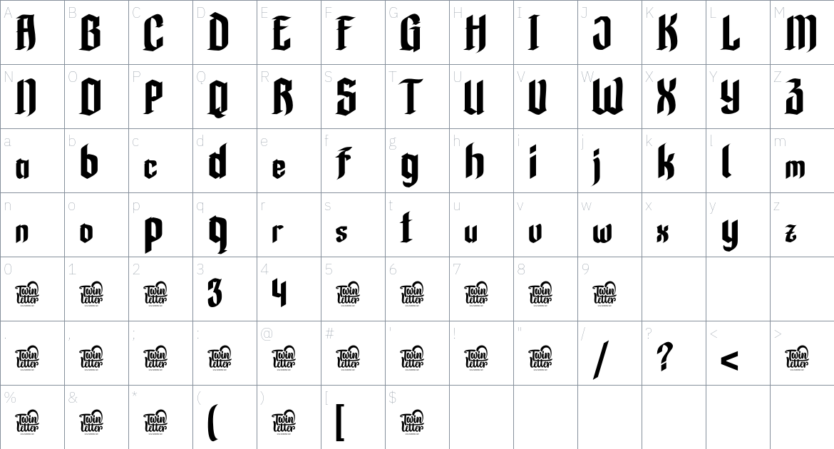 Kirha font Character Map