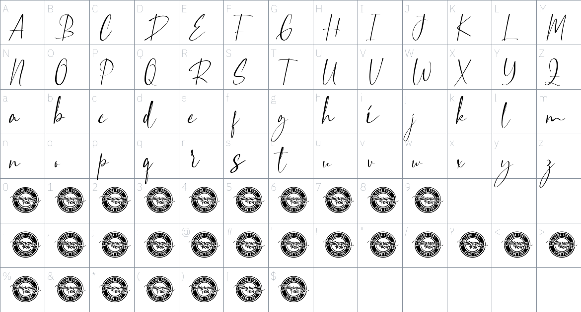 Magnesian font Character Map