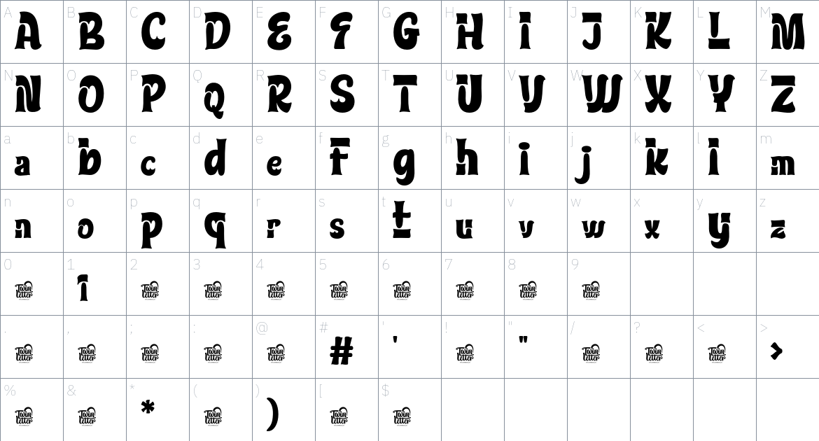 KLATCIR Trial font Character Map