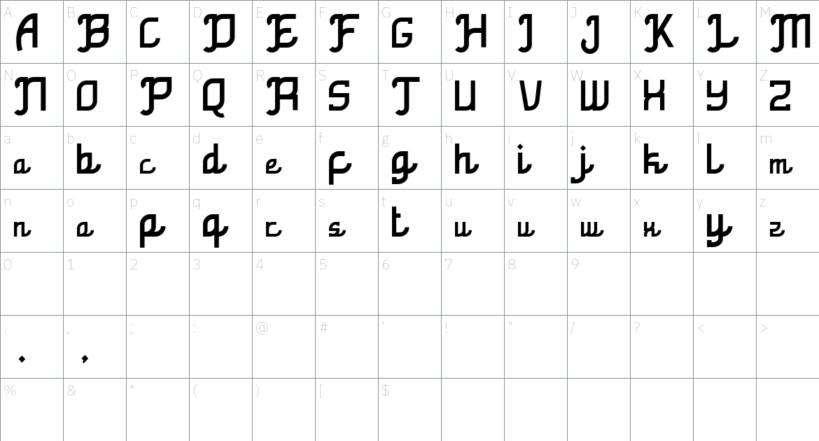 Al Ghazali font Character Map