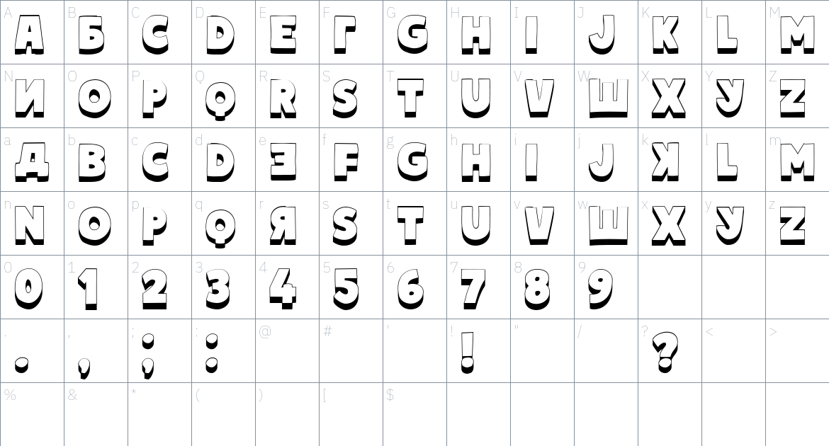 Blitz font Character Map