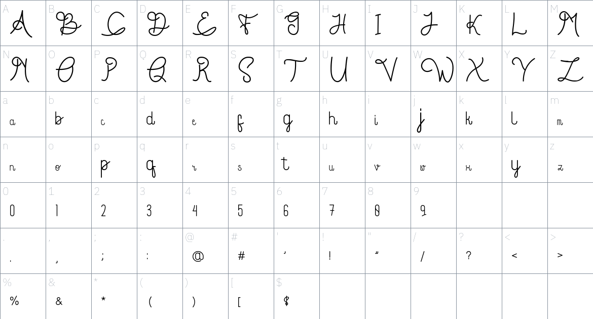 Koldstonk font Character Map