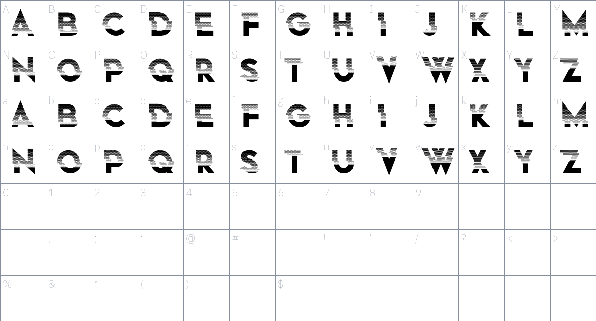 Eclairages font Character Map