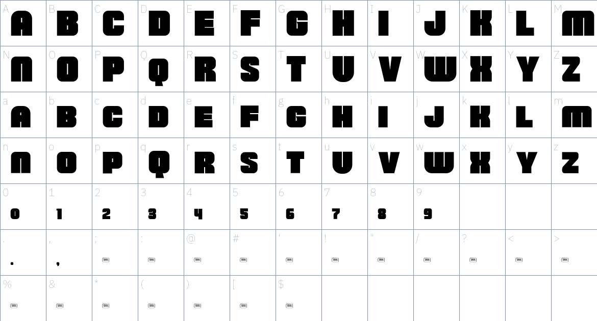 SANDLINE Free Trial font Character Map