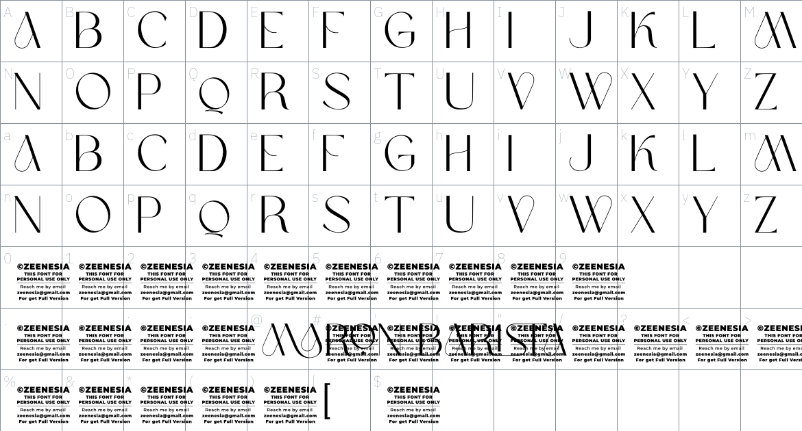 Maron Barista Font font Character Map