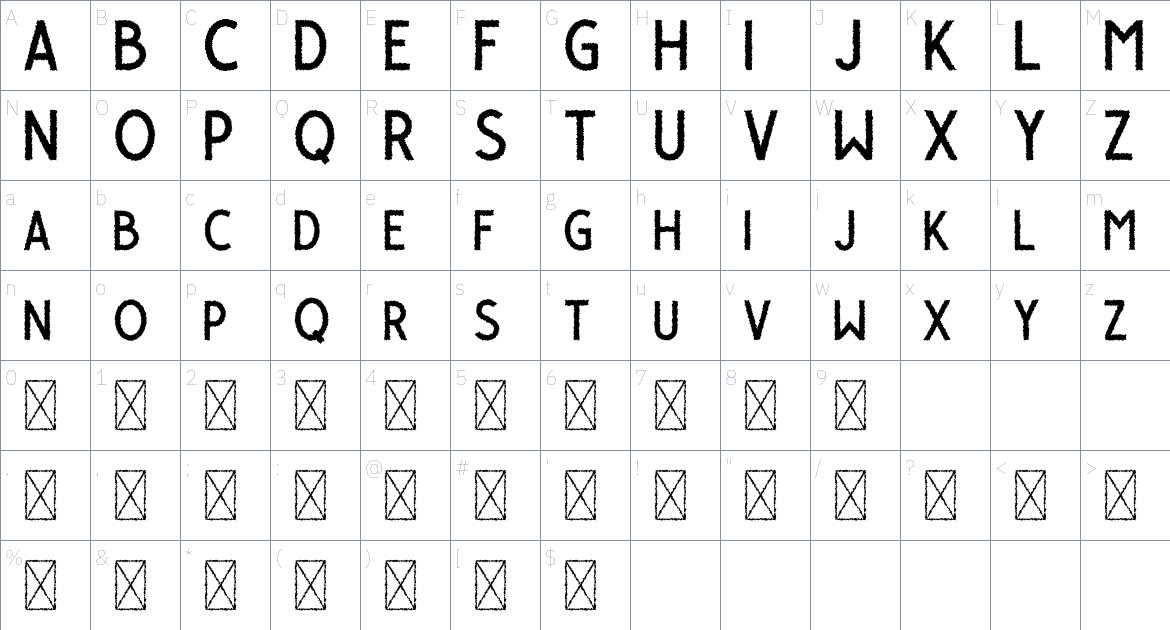 Gasolyn font Character Map