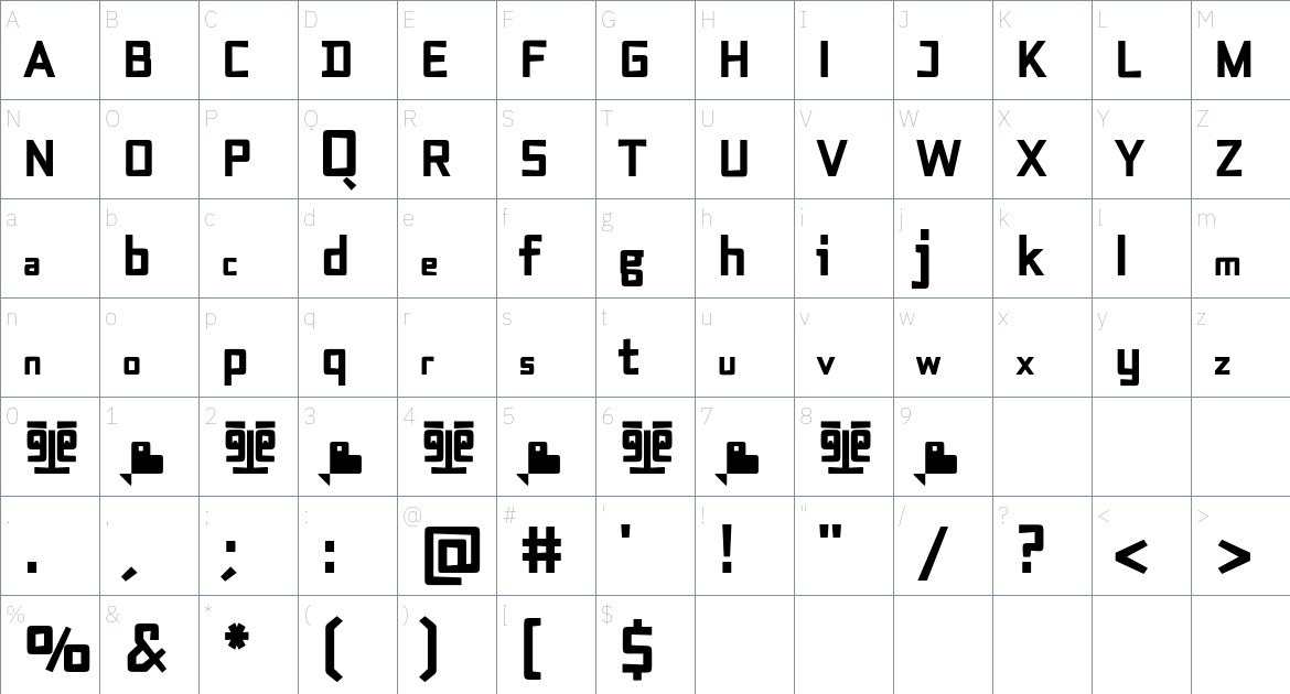 Axial Cut Bold 2 font Character Map