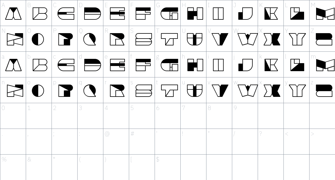 Authentic Force font Character Map