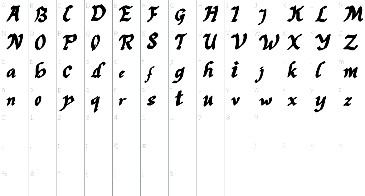 Ghost Battle Personal font Character Map