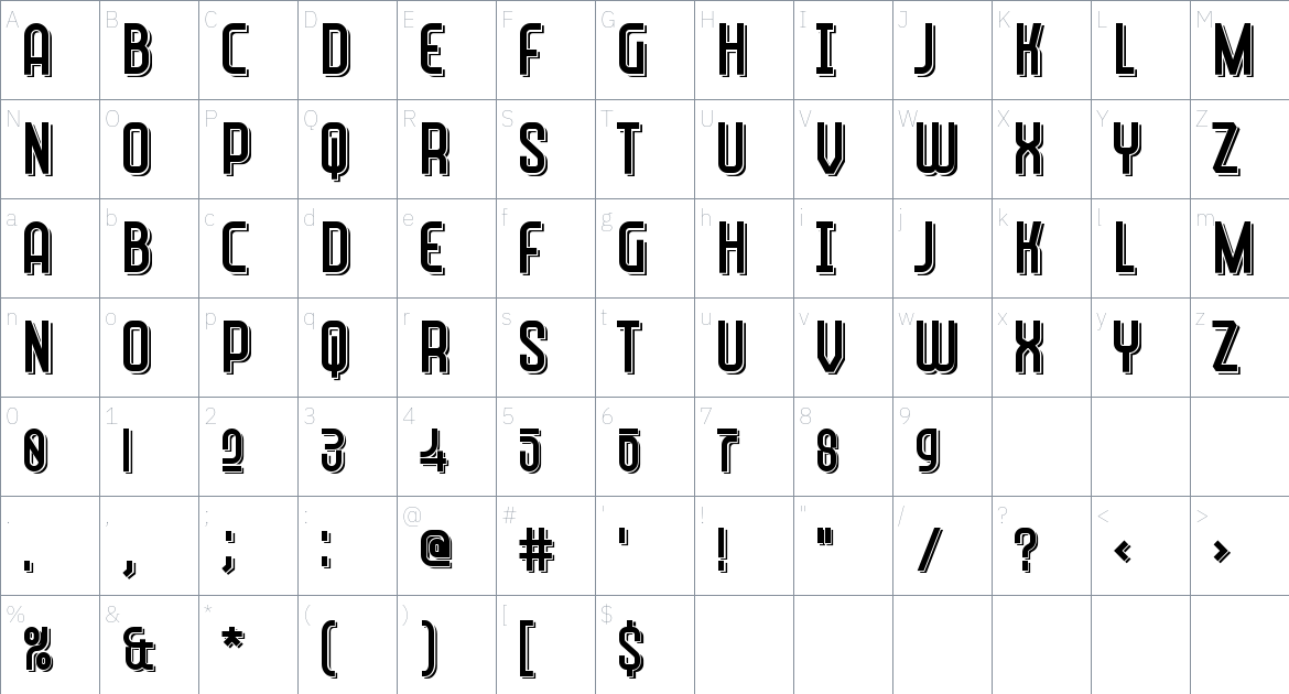 Quantum Rangers font Character Map