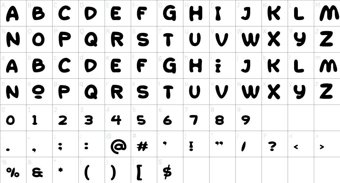 Delion font Character Map